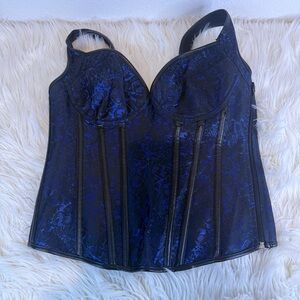 Kimring Elegant Blue and Black Corset Top 3XL